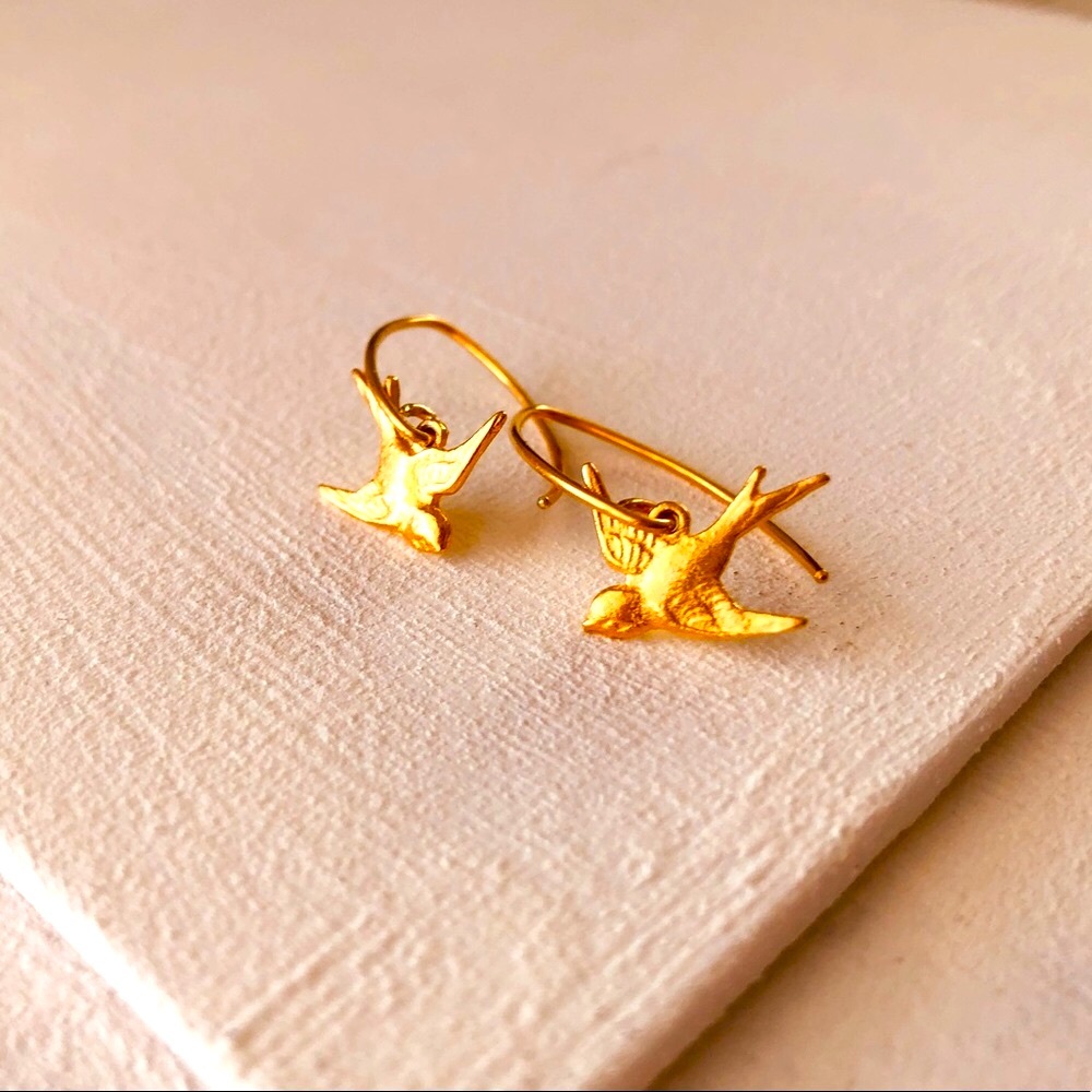 New handcrafted 14k vermeil Bird earri… - Picture 6 of 10